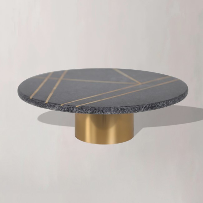 CAKE STAND WITH BRASS STRIP INLAY