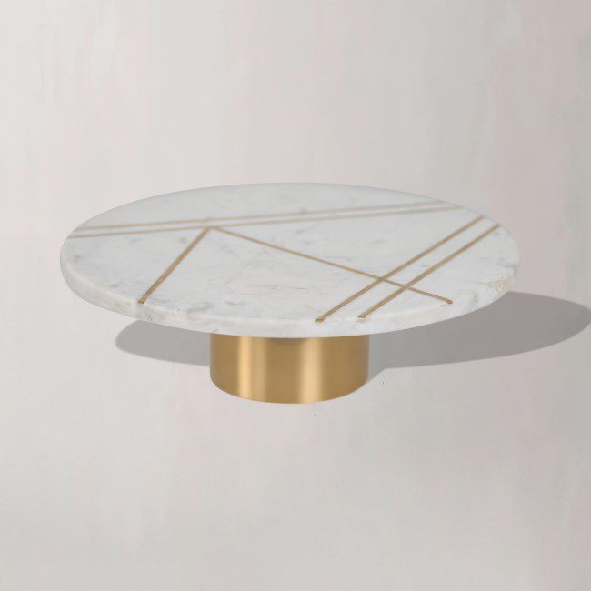 CAKE STAND WITH BRASS STRIP INLAY